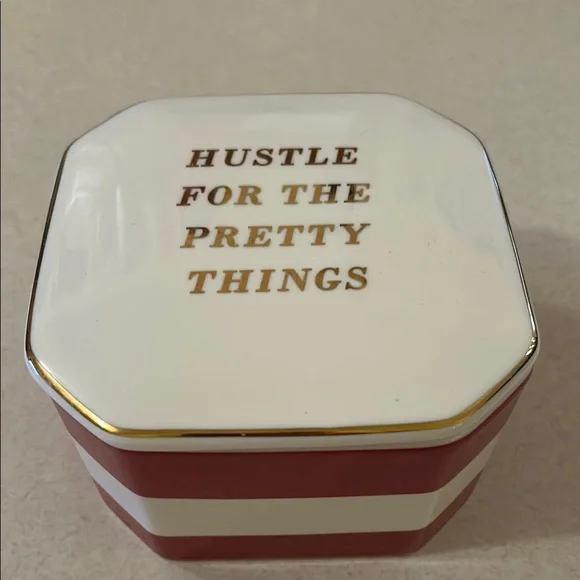 “Hustle For The Pretty Things” Extra Large Bold Striped Trinket Box NEW - Picture 5 of 15